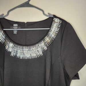 Alfani Black Dress with Silver Embellishments Suze 18W Neutral Staple